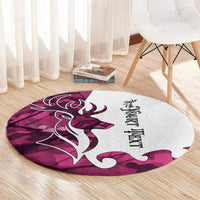 Pink Camo Customize Name Deer Hunting Round Carpet Tribal Buck Silhouette - Wonder Print Shop