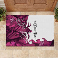Pink Camo Customize Name Deer Hunting Rubber Doormat Tribal Buck Silhouette - Wonder Print Shop