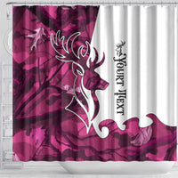 Pink Camo Customize Name Deer Hunting Shower Curtain Tribal Buck Silhouette - Wonder Print Shop