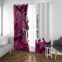 Pink Camo Customize Name Deer Hunting Window Curtain Tribal Buck Silhouette - Wonder Print Shop