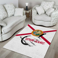 Flag Florida Fishing Area Rug Fish Hook Rip Detail and Custom Name Red Accent Design - Wonder Print Shop