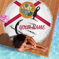 Flag Florida Fishing Beach Blanket Fish Hook Rip Detail and Custom Name Red Accent Design - Wonder Print Shop