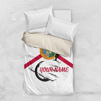 Flag Florida Fishing Bedding Set Fish Hook Rip Detail and Custom Name Red Accent Design - Wonder Print Shop
