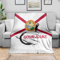 Flag Florida Fishing Blanket Fish Hook Rip Detail and Custom Name Red Accent Design - Wonder Print Shop