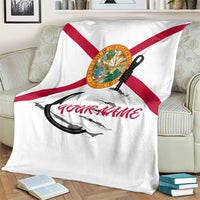 Flag Florida Fishing Blanket Fish Hook Rip Detail and Custom Name Red Accent Design - Wonder Print Shop