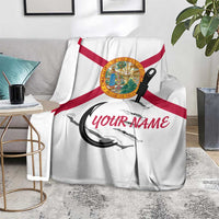 Flag Florida Fishing Blanket Fish Hook Rip Detail and Custom Name Red Accent Design - Wonder Print Shop