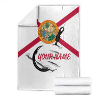 Flag Florida Fishing Blanket Fish Hook Rip Detail and Custom Name Red Accent Design - Wonder Print Shop