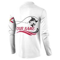 Flag Florida Fishing Button Sweatshirt Fish Hook Rip Detail and Custom Name Red Accent Design - Wonder Print Shop