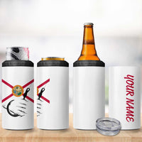Flag Florida Fishing 4 in 1 Can Cooler Tumbler Fish Hook Rip Detail and Custom Name Red Accent Design - Wonder Print Shop