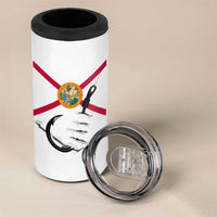 Flag Florida Fishing 4 in 1 Can Cooler Tumbler Fish Hook Rip Detail and Custom Name Red Accent Design - Wonder Print Shop