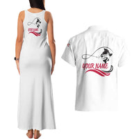Flag Florida Fishing Couples Matching Tank Maxi Dress and Hawaiian Shirt Fish Hook Rip Detail and Custom Name Red Accent Design - Wonder Print Shop