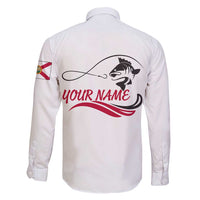 Flag Florida Fishing Family Matching Short Sleeve Bodycon Dress and Hawaiian Shirt Fish Hook Rip Detail and Custom Name Red Accent Design - Wonder Print Shop