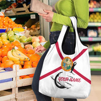 Flag Florida Fishing Grocery Bag Fish Hook Rip Detail and Custom Name Red Accent Design - Wonder Print Shop