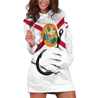 Flag Florida Fishing Hoodie Dress Fish Hook Rip Detail and Custom Name Red Accent Design - Wonder Print Shop