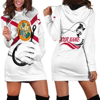 Flag Florida Fishing Hoodie Dress Fish Hook Rip Detail and Custom Name Red Accent Design - Wonder Print Shop