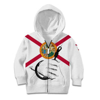 Flag Florida Fishing Kid Hoodie Fish Hook Rip Detail and Custom Name Red Accent Design - Wonder Print Shop
