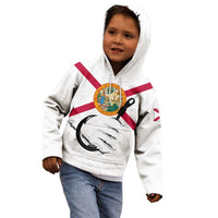 Flag Florida Fishing Kid Hoodie Fish Hook Rip Detail and Custom Name Red Accent Design - Wonder Print Shop