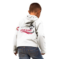 Flag Florida Fishing Kid Hoodie Fish Hook Rip Detail and Custom Name Red Accent Design - Wonder Print Shop