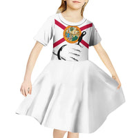 Flag Florida Fishing Kid Short Sleeve Dress Fish Hook Rip Detail and Custom Name Red Accent Design - Wonder Print Shop