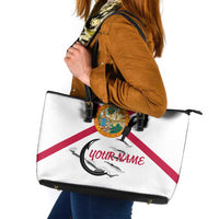 Flag Florida Fishing Leather Tote Bag Fish Hook Rip Detail and Custom Name Red Accent Design - Wonder Print Shop