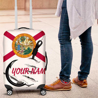 Flag Florida Fishing Luggage Cover Fish Hook Rip Detail and Custom Name Red Accent Design - Wonder Print Shop