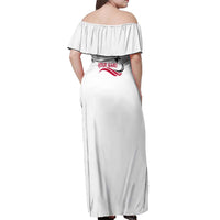 Flag Florida Fishing Off Shoulder Maxi Dress Fish Hook Rip Detail and Custom Name Red Accent Design - Wonder Print Shop