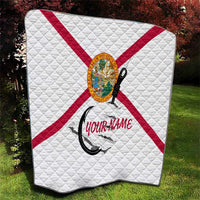 Flag Florida Fishing Quilt Fish Hook Rip Detail and Custom Name Red Accent Design - Wonder Print Shop