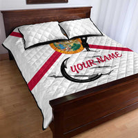 Flag Florida Fishing Quilt Bed Set Fish Hook Rip Detail and Custom Name Red Accent Design - Wonder Print Shop