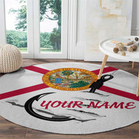 Flag Florida Fishing Round Carpet Fish Hook Rip Detail and Custom Name Red Accent Design - Wonder Print Shop
