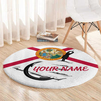 Flag Florida Fishing Round Carpet Fish Hook Rip Detail and Custom Name Red Accent Design - Wonder Print Shop
