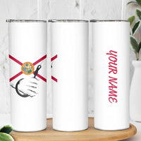 Flag Florida Fishing Skinny Tumbler Fish Hook Rip Detail and Custom Name Red Accent Design - Wonder Print Shop