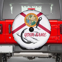 Flag Florida Fishing Spare Tire Cover Fish Hook Rip Detail and Custom Name Red Accent Design - Wonder Print Shop