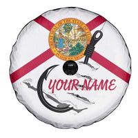 Flag Florida Fishing Spare Tire Cover Fish Hook Rip Detail and Custom Name Red Accent Design - Wonder Print Shop