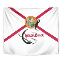 Flag Florida Fishing Tapestry Fish Hook Rip Detail and Custom Name Red Accent Design - Wonder Print Shop