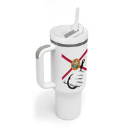 Flag Florida Fishing Tumbler With Handle Fish Hook Rip Detail and Custom Name Red Accent Design - Wonder Print Shop