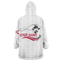 Flag Florida Fishing Wearable Blanket Hoodie Fish Hook Rip Detail and Custom Name Red Accent Design - Wonder Print Shop
