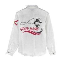Flag Florida Fishing Women Casual Shirt Fish Hook Rip Detail and Custom Name Red Accent Design - Wonder Print Shop