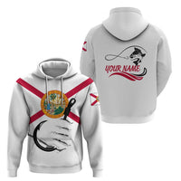 Flag Florida Fishing Zip Hoodie Fish Hook Rip Detail and Custom Name Red Accent Design - Wonder Print Shop