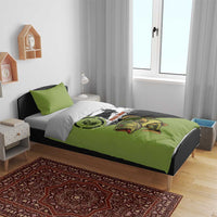 Largemouth Bass Fishing Bedding Set Fish On Text and Boat Scene in Green and Black Custom Design - Wonder Print Shop