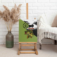 Largemouth Bass Fishing Canvas Wall Art Fish On Text and Boat Scene in Green and Black Custom Design - Wonder Print Shop