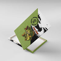 Largemouth Bass Fishing Canvas Wall Art Fish On Text and Boat Scene in Green and Black Custom Design - Wonder Print Shop