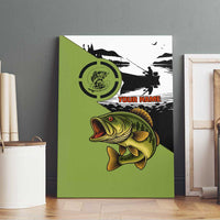 Largemouth Bass Fishing Canvas Wall Art Fish On Text and Boat Scene in Green and Black Custom Design - Wonder Print Shop