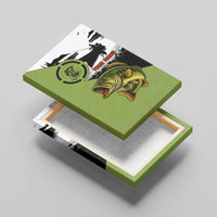 Largemouth Bass Fishing Canvas Wall Art Fish On Text and Boat Scene in Green and Black Custom Design - Wonder Print Shop