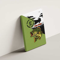 Largemouth Bass Fishing Canvas Wall Art Fish On Text and Boat Scene in Green and Black Custom Design - Wonder Print Shop