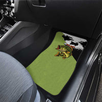 Largemouth Bass Fishing Car Mats Fish On Text and Boat Scene in Green and Black Custom Design - Wonder Print Shop