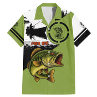Largemouth Bass Fishing Family Matching Mermaid Dress and Hawaiian Shirt Fish On Text and Boat Scene in Green and Black Custom Design - Wonder Print Shop