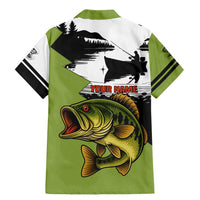 Largemouth Bass Fishing Family Matching Mermaid Dress and Hawaiian Shirt Fish On Text and Boat Scene in Green and Black Custom Design - Wonder Print Shop