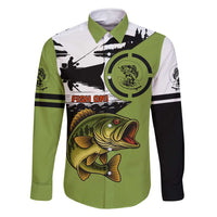 Largemouth Bass Fishing Family Matching Mermaid Dress and Hawaiian Shirt Fish On Text and Boat Scene in Green and Black Custom Design - Wonder Print Shop