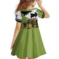 Largemouth Bass Fishing Family Matching Puletasi and Hawaiian Shirt Fish On Text and Boat Scene in Green and Black Custom Design - Wonder Print Shop