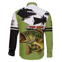 Largemouth Bass Fishing Family Matching Short Sleeve Bodycon Dress and Hawaiian Shirt Fish On Text and Boat Scene in Green and Black Custom Design - Wonder Print Shop